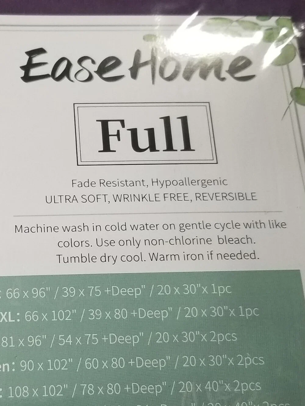 EaseHome Purple Full Size Sheets Set Deep Pocket to 18 inch Mattress 4 Piece